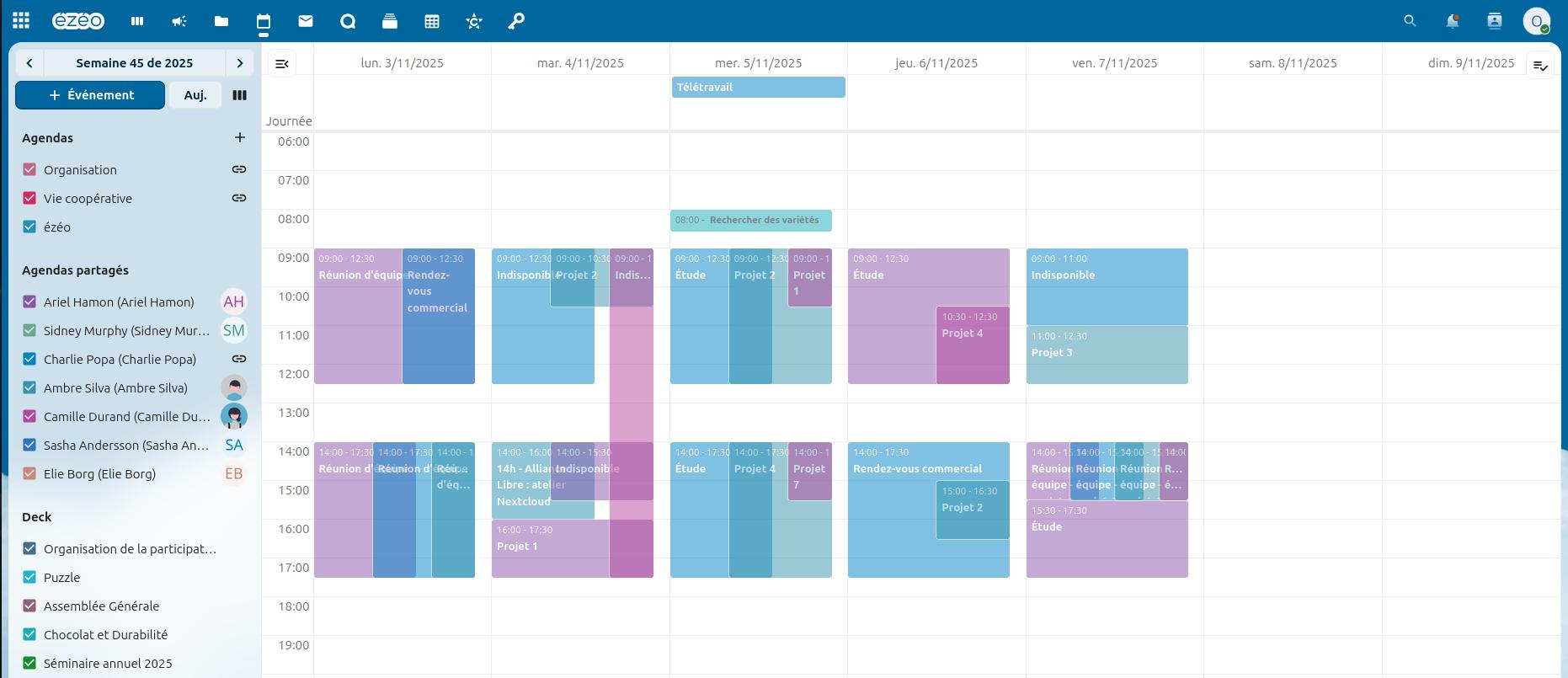 Agendas partagés dans Nextcloud Calendar